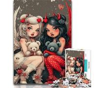 Puzzles pour Adolescents 1000 pièces Anime Evil Girl, Jeu Stimulant et Jeu Familial, Interaction Parent-Enfant 75x50cm