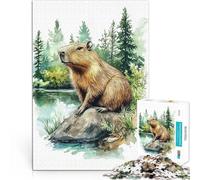 Puzzles pour Adolescents 1000 pièces Aquarelle de Capybara Défi Difficile pour soulager Le Stress Décoration Parfaite 38x26cm
