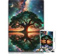 Puzzles pour Adolescents 1000 pièces Arbre Cosmique Spatial Vacances à la Maison Jeu Manuel Cadeau Père Noël Secret (Taille 38x26cm)