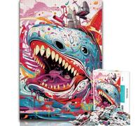 Puzzles pour Adolescents 1000 pièces Art Animalier Requin, Activités familiales Amusantes à la Maison, Cadeau d'anniversaire, Cadeaux de Voyage (38x26cm)