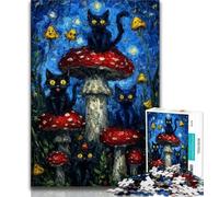 Puzzles pour Adolescents 1000 pièces Art du Chat Noir Puzzle pour Adolescents, Jeux éducatifs Décoration de la Maison Convient pour la décoration de Bureau (Taille 38x26cm)