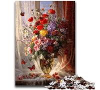 Puzzles pour Adolescents 1000 pièces Art Floral Anti-Stress Staycation Kill Time avec Affiche Assortie et Feuille de Questions 26x38cm