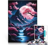 Puzzles pour Adolescents 1000 pièces Art Japonais des Fleurs de Cerisier défi éducatif avec Affiche et Feuille de Questions correspondantes 75x50cm