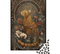 Puzzles pour Adolescents 1000 Pièces Art Nouveau Cat Print Puzzle pour Adultes Jouets Anti-Stress Décoration Murale Cadeaux Uniques d'anniversaire Et De Noël 52x38cm/1000pcs