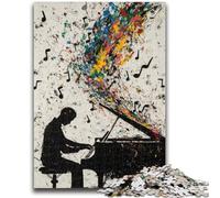 Puzzles pour Adolescents 1000 pièces Art Piano Anti-Stress Staycation Kill Time avec Affiche Assortie et Feuille de Questions 50x75cm