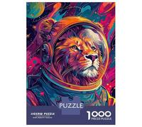 Puzzles pour Adolescents 1000 Pièces Astronaut Lion Space Puzzles pour Adultes Jeu De Réflexion pour Améliorer La Mémoire Activités Amusantes À La Maison 38x26cm/1000pcs