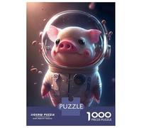 Puzzles pour Adolescents 1000 Pièces Astronaut Space Pig Puzzle Jeux Relaxants Défi Difficile Activités Amusantes À La Maison 70x50cm/1000pcs