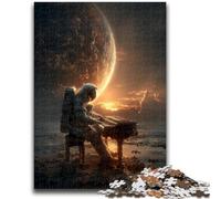 Puzzles pour Adolescents 1000 pièces Astronaute Jouant du Piano Staycation Kill Time avec pièces entièrement emboîtables de Formes aléatoires 50x75cm
