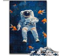 Puzzles pour Adolescents 1000 pièces Astronaute Poisson Rouge Difficile à compléter mais Amusant et Humoristique Décoration d'intérieur Unique et Cadeaux 50x75cm
