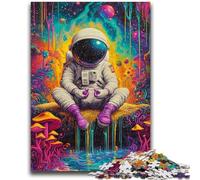 Puzzles pour Adolescents 1000 pièces Astronaute psychédélique Jeux de détente Jeu éducatif pour Anniversaire, Noël pour et 14 Ans et Plus 26x38cm