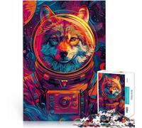 Puzzles pour Adolescents 1000 pièces Astronaute Space Wolf Réduction du Stress intéressante Cadeaux du Père Noël Secret 38x26cm