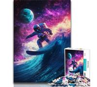 Puzzles pour Adolescents 1000 pièces Astronaute Surf, Anti-Stress, défi Difficile, Chaque pièce est Unique - Jeu Familial Stimulant et Amusant (38x26cm)