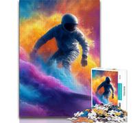 Puzzles pour Adolescents 1000 pièces Astronaute Surf, Anti-Stress, défi Difficile, décoration d'intérieur Unique et Cadeaux 38x26cm