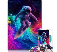Puzzles pour Adolescents 1000 pièces Astronaute Surf dans l'espace, Jouets de Divertissement Familial, idéal comme Cadeau pour Toute la Famille 50x75cm