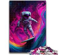 Puzzles pour Adolescents 1000 pièces Astronaute Surf Spatial Jeu éducatif Familial Décoration Murale Cadeaux d'anniversaire et de Noël Uniques 50x75cm