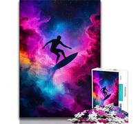 Puzzles pour Adolescents 1000 pièces Astronaute Surf Spatial, Jeu éducatif Familial Décoration Murale Cadeaux d'anniversaire et de Noël Uniques (75x50cm)
