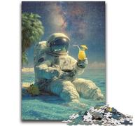 Puzzles pour Adolescents 1000 pièces Astronautes dans l'espace Puzzles pour Adultes, Jouet éducatif intellectuel décompressant Cadeau d'anniversaire 38x26cm