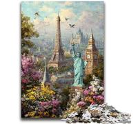 Puzzles pour Adolescents 1000 pièces Attractions mondiales Aidez Le Cerveau à exercer Jouets addictifs pour cultiver la Patience Décoration Parfaite 26x38cm