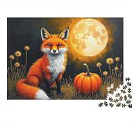 Puzzles pour Adolescents 1000 Pièces Autumn Fox with Pumpkin Puzzle pour Adolescents Course De Vitesse Manuelle Difficile Et Stimulant Jeu Amusant Et Stimulant pour Toute La Famille 52x38cm/1000pcs