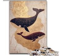 Puzzles pour Adolescents 1000 pièces Baleine dorée, Jeu de Quiz, décoration Murale, Cadeaux d'anniversaire et de Noël Uniques (Taille 50x75cm)