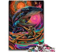 Puzzles pour Adolescents 1000 pièces Baleine psychédélique Aidez Le Cerveau à exercer Jouets addictifs pour cultiver la Patience Décoration Parfaite 50x75cm