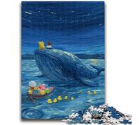 Puzzles pour Adolescents 1000 pièces Baleines dans Le Ciel Nocturne Jeu de réflexion Décoration Murale Cadeaux d'anniversaire et de Noël Uniques 38x26cm