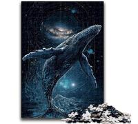 Puzzles pour Adolescents 1000 pièces Baleines sous Le Ciel Nocturne Jeu Stimulant et éducatif en Famille pour Anniversaire, Noël 26x38cm