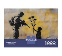 Puzzles pour Adolescents 1000 Pièces Banksy Flower Power Graffiti Art Puzzle pour Adultes Jouet Décoration Murale Défi Difficile Est Idéal comme Cadeau 38x26cm/1000pcs
