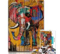 Puzzles pour Adolescents, 1000 pièces, Basquiat Elephant, pour Adultes, Jeu éducatif, Jouet, décoration d'intérieur Unique et Cadeaux (Taille 38x26cm)