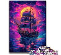 Puzzles pour Adolescents 1000 pièces Bateau Pirate de la mer Jouets éducatifs et éducatifs Jeux familiaux Renforcer l'amour Entre Les Couples 50x75cm