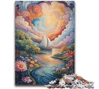 Puzzles pour Adolescents 1000 pièces Bateau psychédélique Jeu Familial Soulagement du Stress Défi Difficile Cadeaux du Père Noël Secret 26x38cm