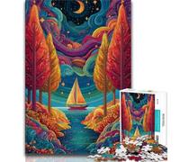 Puzzles pour Adolescents 1000 pièces Bateau psychédélique Puzzle pour Adolescents, Anti-Stress Défi Difficile Cadeaux du Père Noël Secret (Taille 38x26cm)