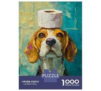 Puzzles Pour Adolescents 1000 Pièces Beagle with Toilet Paper Crown Puzzle Pour Adolescents Course De Vitesse Manuelle Difficile Et Stimulant Jeu Amusant Et Stimulant Pour Toute La Famille 38x26cm/100