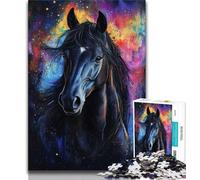 Puzzles pour Adolescents, 1000 pièces, Beau Cheval Noir, Jeu éducatif Familial, décoration Murale, Cadeaux d'anniversaire et de Noël Uniques, 38x26cm