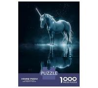 Puzzles pour Adolescents 1000 Pièces Beautiful Unicorn in Dark Puzzles pour Adultes Jeu De Réflexion Décoration Intérieure Interaction Parent-Enfant 52x38cm/1000pcs