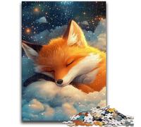 Puzzles pour Adolescents 1000 pièces Bébé Renard endormi Jeu éducatif Familial Décoration Murale Cadeaux d'anniversaire et de Noël Uniques 26x38cm