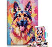 Puzzles pour Adolescents 1000 pièces Berger Allemand Souriant Puzzles pour Adultes, Relax Games est Un pour Toute la Famille (Taille 38x26cm)