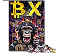 Puzzles pour Adolescents 1000 pièces Bitcoin Chimpanzé, Jeu Stimulant et Familial avec des pièces de Formes aléatoires entièrement emboîtables (Taille 50x75cm)