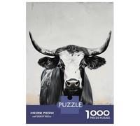 Puzzles Pour Adolescents 1000 Pièces Black And White Bull Portrait Puzzle Pour Adolescents - Idéal Pour Passer Le Temps À La Maison, Pour Un Anniversaire, Noël, Des Jeux En Famille Et Des Soirées Jeux