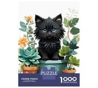 Puzzles pour Adolescents 1000 Pièces Black Cat Illustration Puzzle pour Adultes Jeux Relaxants Décoration Parfaite pour Les Joueurs 52x38cm/1000pcs