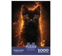Puzzles Pour Adolescents 1000 Pièces Black Cat Surrounded by Fire Puzzle Pour Adolescents Course De Vitesse Manuelle Difficile Et Stimulant Jeu Amusant Et Stimulant Pour Toute La Famille 70x50cm/1000p