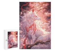 Puzzles pour Adolescents 1000 Pièces Blanc Kitsune of Sakura Puzzle Jouet Décoration Murale Décoration de la Maison Unique Anniversaire 1000 Pièces