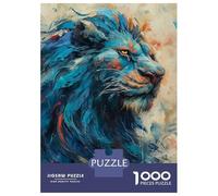 Puzzles Pour Adolescents 1000 Pièces Blue Lion Abstract Painting Puzzle Pour Adolescents Course De Vitesse Manuelle Difficile Et Stimulant Jeu Amusant Et Stimulant Pour Toute La Famille 52x38cm/1000pc