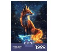 Puzzles pour Adolescents 1000 Pièces Blue Neon Fox and The Moon Puzzles pour Adolescents Jeux Relaxants Course De Vitesse Manuelle Est Idéal comme Cadeau 38x26cm/1000pcs