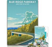 Puzzles pour Adolescents 1000 pièces Blue Ridge Parkway Art, Aidez Le Cerveau à exercer des Jouets addictifs pour cultiver la Patience, Cadeau pour Les Anniversaires (38x26cm)