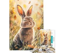 Puzzles pour Adolescents 1000 pièces Bonheur d'automne avec Lapin Puzzles pour Adultes Vacances à la Maison défi éducatif Divertissement en Famille et soirée Jeux (Dimensions 38x52cm)