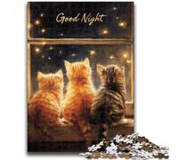 Puzzles pour Adolescents 1000 pièces Bonne Nuit Kitty Anti-Stress Défi Difficile À Offrir en Cadeau pour Toute la Famille 26x38cm