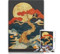 Puzzles pour Adolescents 1000 pièces Bonsaï sous la Lune dorée Vacances à la Maison Jeu Manuel pour Passer Le Temps Cadeaux de Père Noël Secret (Taille 38x52cm)