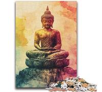 Puzzles pour Adolescents 1000 pièces Bouddha Arc-en-Ciel Jeu éducatif Défi Jouet Décoration Murale Cadeaux d'anniversaire et de Noël Uniques 26x38cm