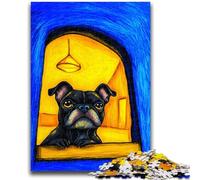 Puzzles pour Adolescents 1000 pièces Bouledogue français Artistique Défi d'intelligence cérébrale Jouets addictifs Cadeau Amusant pour Les 14 Ans et Plus 50x75cm